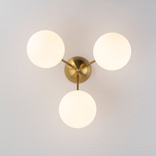 Chandelierias - Brass 3 - Light Sputnik Glass Globe Semi - flush Mount - Semi Flush - Clear - 