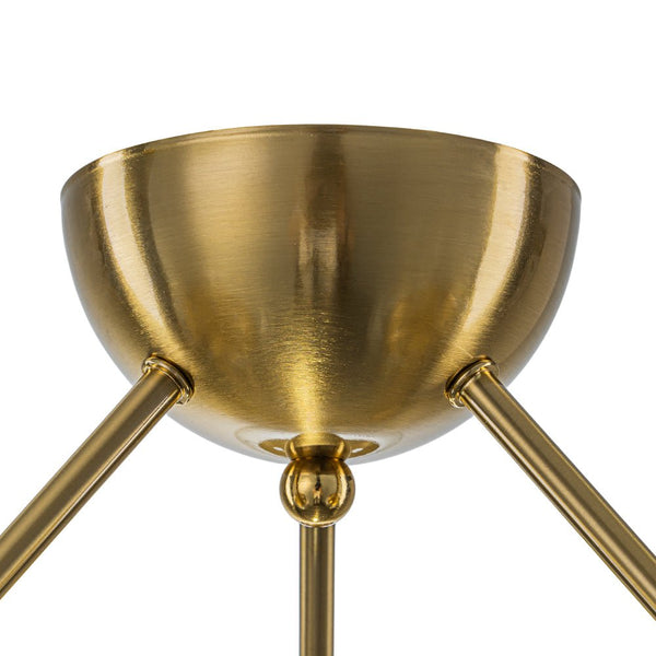 Chandelierias - Brass 3 - Light Sputnik Glass Globe Semi - flush Mount - Semi Flush - Clear - 