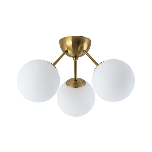 Chandelierias - Brass 3 - Light Sputnik Glass Globe Semi - flush Mount - Semi Flush - Clear - 