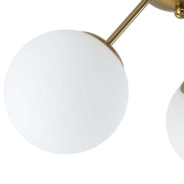 Chandelierias - Brass 3 - Light Sputnik Glass Globe Semi - flush Mount - Semi Flush - Clear - 