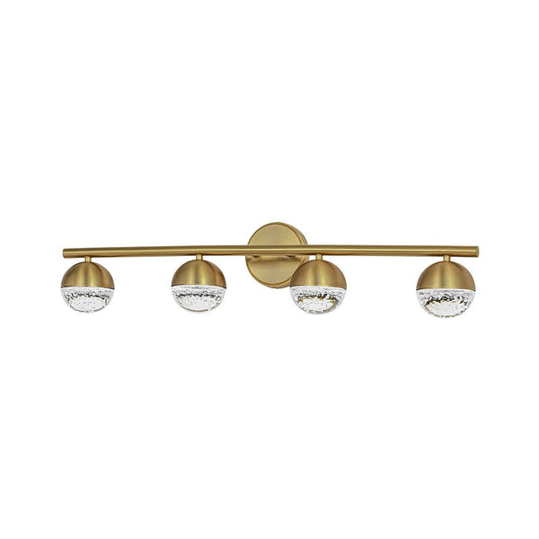 Chandelierias-Brass 4-Light Seedy Bubble Glass LED Linear Vanity Light-Wall Light-Brass-