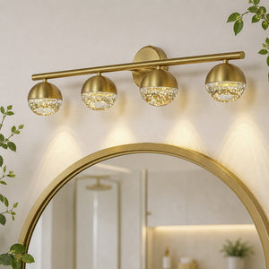 Chandelierias-Brass 4-Light Seedy Bubble Glass LED Linear Vanity Light-Wall Light-Brass-