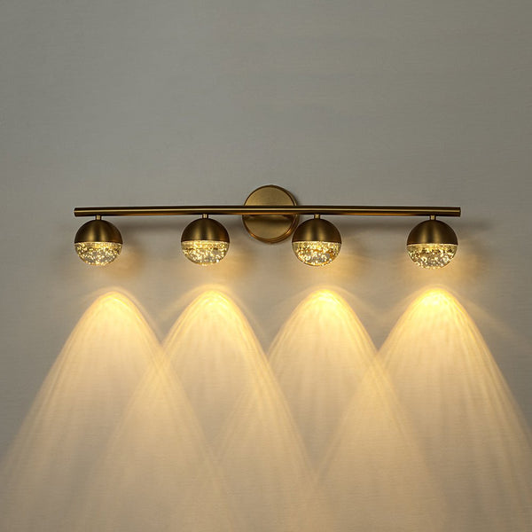 Chandelierias-Brass 4-Light Seedy Bubble Glass LED Linear Vanity Light-Wall Light-Brass-