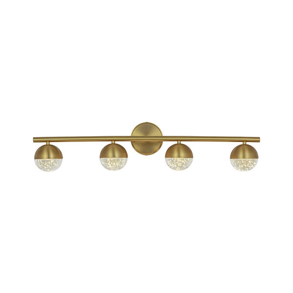 Chandelierias-Brass 4-Light Seedy Bubble Glass LED Linear Vanity Light-Wall Light-Brass-