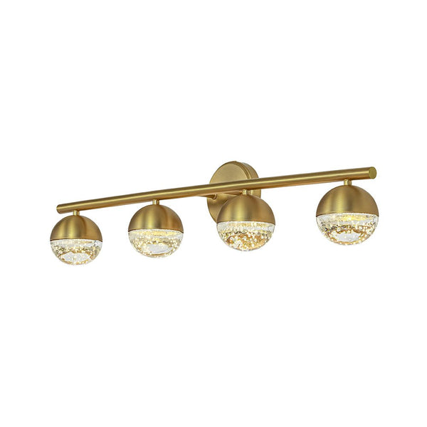 Chandelierias-Brass 4-Light Seedy Bubble Glass LED Linear Vanity Light-Wall Light-Brass-