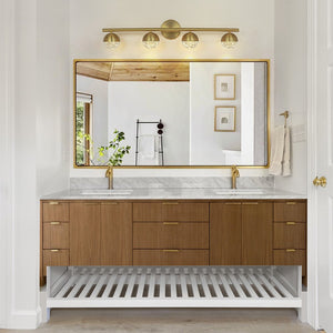 Chandelierias-Brass 4-Light Seedy Bubble Glass LED Linear Vanity Light-Wall Light-Brass-