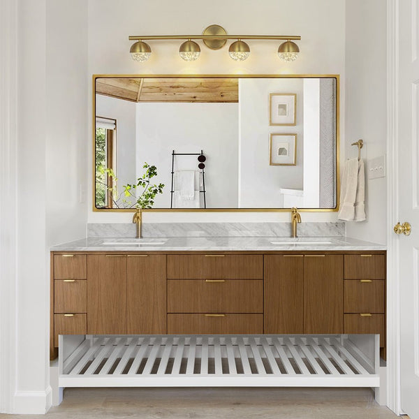 Chandelierias-Brass 4-Light Seedy Bubble Glass LED Linear Vanity Light-Wall Light-Brass-