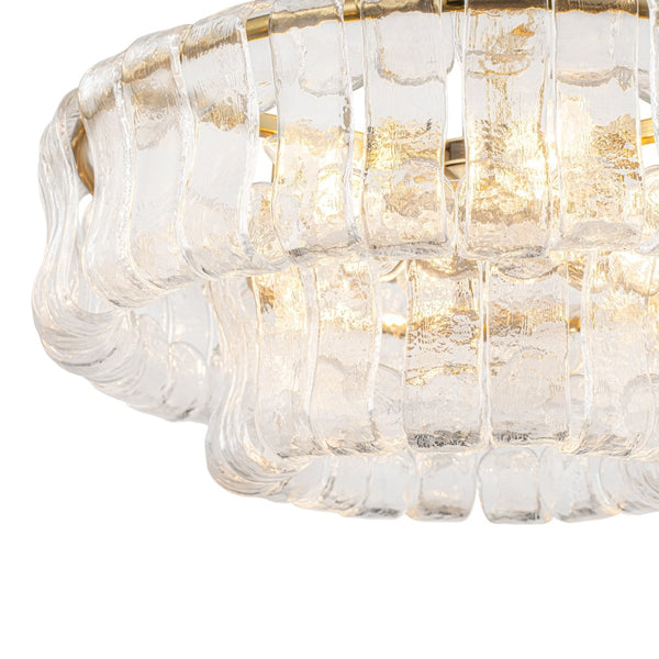 Chandelierias-Brass 6-Light Rippled Glass Tiered Semi-Flush Mount-Semi Flush-Brass-