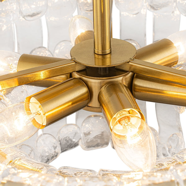 Chandelierias-Brass 6-Light Rippled Glass Tiered Semi-Flush Mount-Semi Flush-Brass-