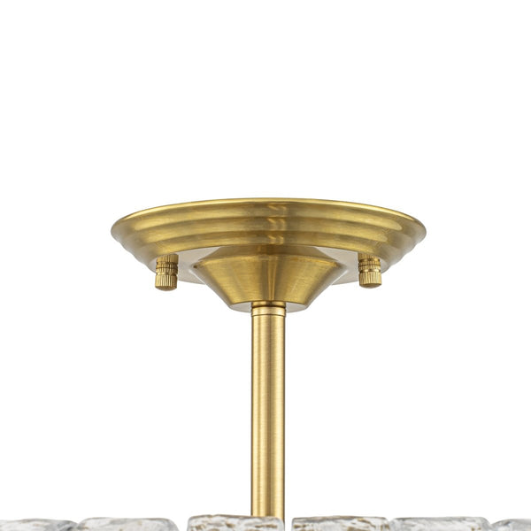 Chandelierias-Brass 6-Light Rippled Glass Tiered Semi-Flush Mount-Semi Flush-Brass-
