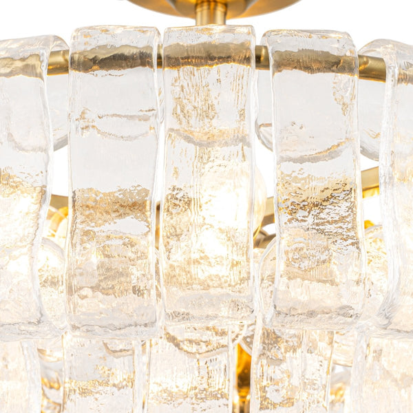 Chandelierias-Brass 6-Light Rippled Glass Tiered Semi-Flush Mount-Semi Flush-Brass-