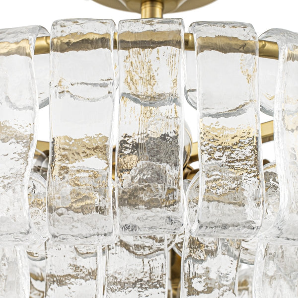 Chandelierias-Brass 6-Light Rippled Glass Tiered Semi-Flush Mount-Semi Flush-Brass-