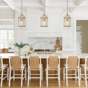 Chandelierias-Brass Mini Lantern Clear Glass Cylinder Single Pendant-Pendants-Brass-
