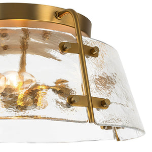 Chandelierias-Brushed Brass 3-Light Clear Textured Glass Semi-Flush Mount-Semi Flush-Brushed Brass-