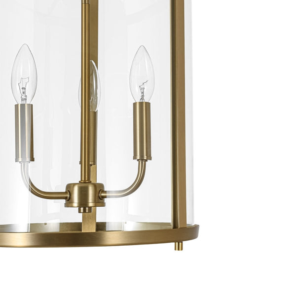 Chandelierias-Candle-style 3-Light Curved Clear Glass Cylinder Lantern Pendant-Pendants-11.8 in-