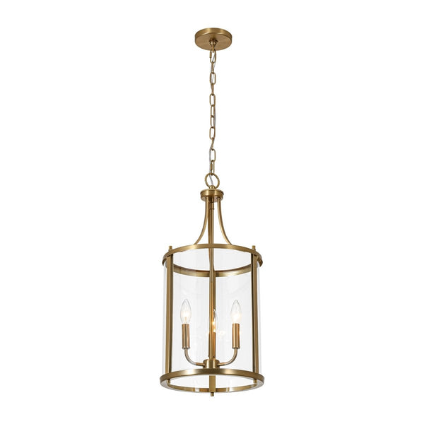 Chandelierias-Candle-style 3-Light Curved Clear Glass Cylinder Lantern Pendant-Pendants-11.8 in-