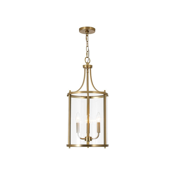 Chandelierias-Candle-style 3-Light Curved Clear Glass Cylinder Lantern Pendant-Pendants-11.8 in-