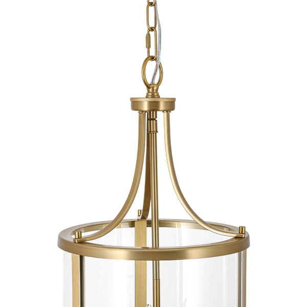 Chandelierias-Candle-style 3-Light Curved Clear Glass Cylinder Lantern Pendant-Pendants-11.8 in-