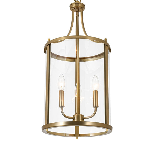 Chandelierias-Candle-style 3-Light Curved Clear Glass Cylinder Lantern Pendant-Pendants-11.8 in-