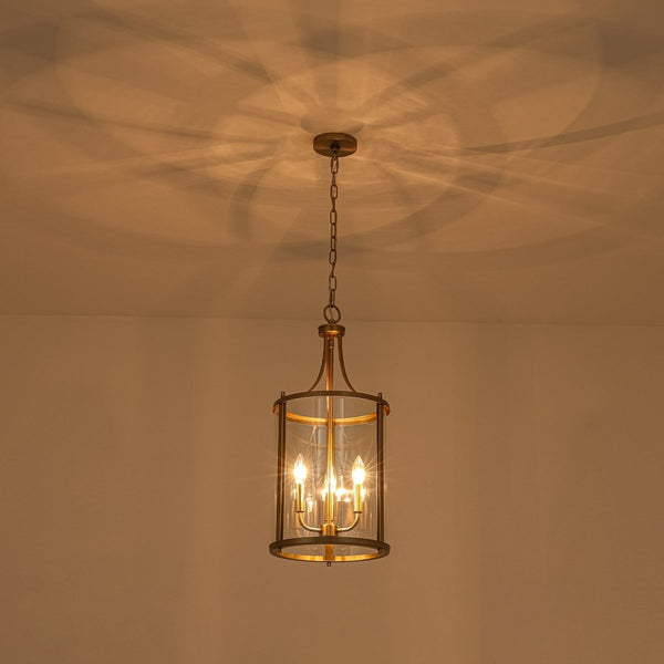 Chandelierias-Candle-style 3-Light Curved Clear Glass Cylinder Lantern Pendant-Pendants-11.8 in-