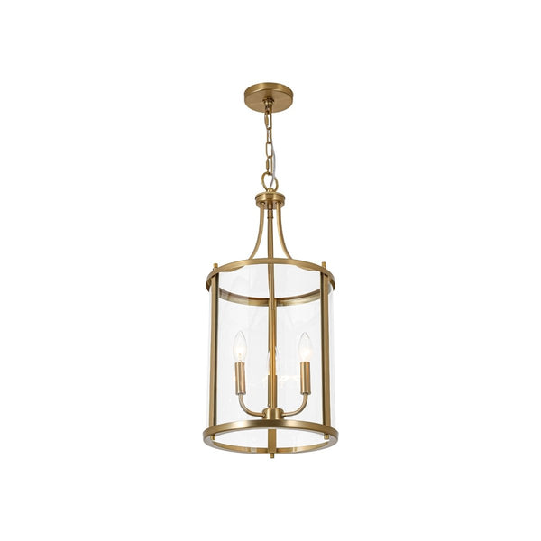 Chandelierias-Candle-style 3-Light Curved Clear Glass Cylinder Lantern Pendant-Pendants-11.8 in-