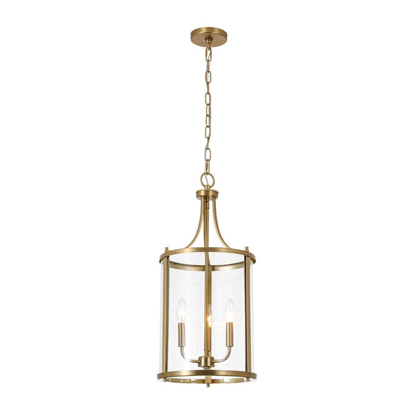 Chandelierias-Candle-style 3-Light Curved Clear Glass Cylinder Lantern Pendant-Pendants-11.8 in-