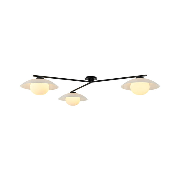 Chandelierias-Chic Modern 3-Light Frosted Glass Blooming Bud Linear Semi-flush Mount-Semi Flush-Black-