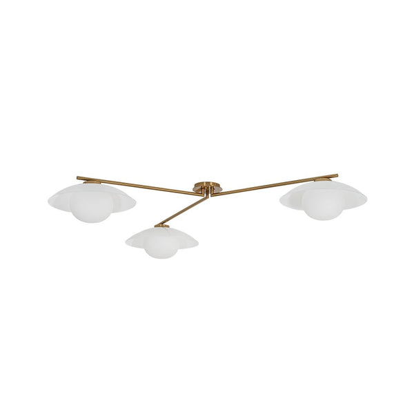 Chandelierias - Chic Modern 3 - Light Frosted Glass Blooming Bud Linear Semi - flush Mount - Semi Flush - Brass - 