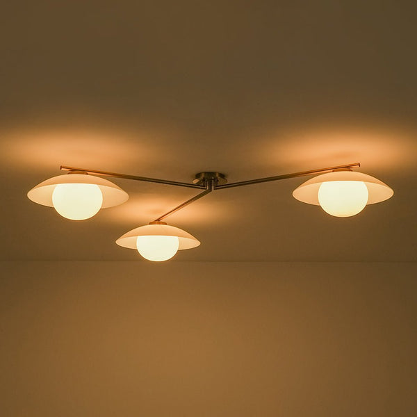 Chandelierias - Chic Modern 3 - Light Frosted Glass Blooming Bud Linear Semi - flush Mount - Semi Flush - Brass - 