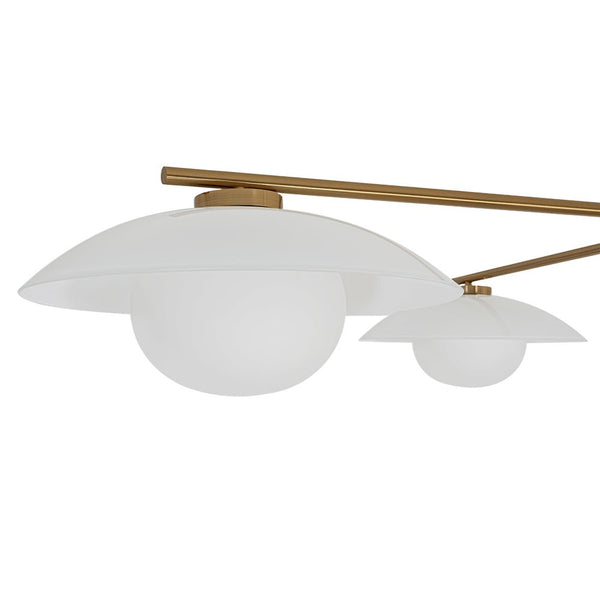 Chandelierias - Chic Modern 3 - Light Frosted Glass Blooming Bud Linear Semi - flush Mount - Semi Flush - Brass - 