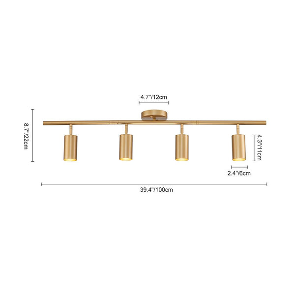 Chandelierias - Chic Modern 4 - Light Linear Tracklight Semi - Flush Mount - Semi Flush - Brass - 