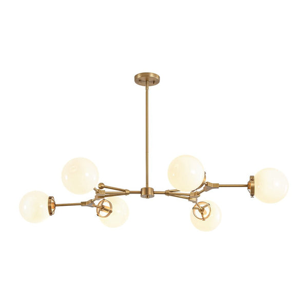 Chandelierias - Chic Modern 6 - Light Glossy Glass Linear Branch Chandelier - Chandeliers - Brush Bras - 