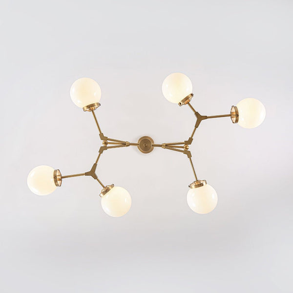 Chandelierias - Chic Modern 6 - Light Glossy Glass Linear Branch Chandelier - Chandeliers - Brush Bras - 