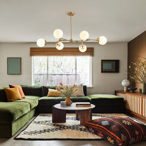 Chandelierias - Chic Modern 6 - Light Glossy Glass Linear Branch Chandelier - Chandeliers - Brush Bras - 