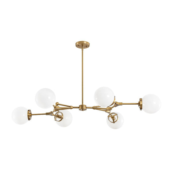 Chandelierias - Chic Modern 6 - Light Glossy Glass Linear Branch Chandelier - Chandeliers - Brush Bras - 