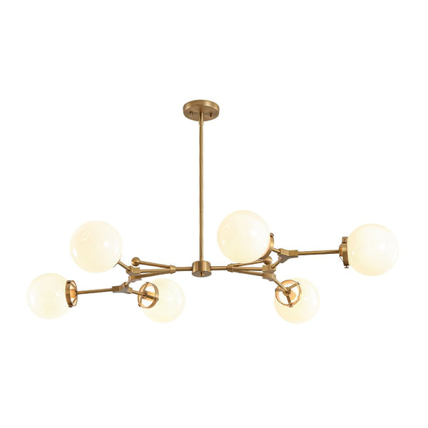 Chandelierias - Chic Modern 6 - Light Glossy Glass Linear Branch Chandelier - Chandeliers - Brush Bras - 