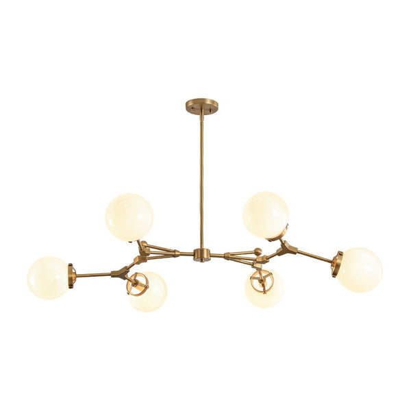 Chandelierias - Chic Modern 6 - Light Glossy Glass Linear Branch Chandelier - Chandeliers - Brush Bras - 
