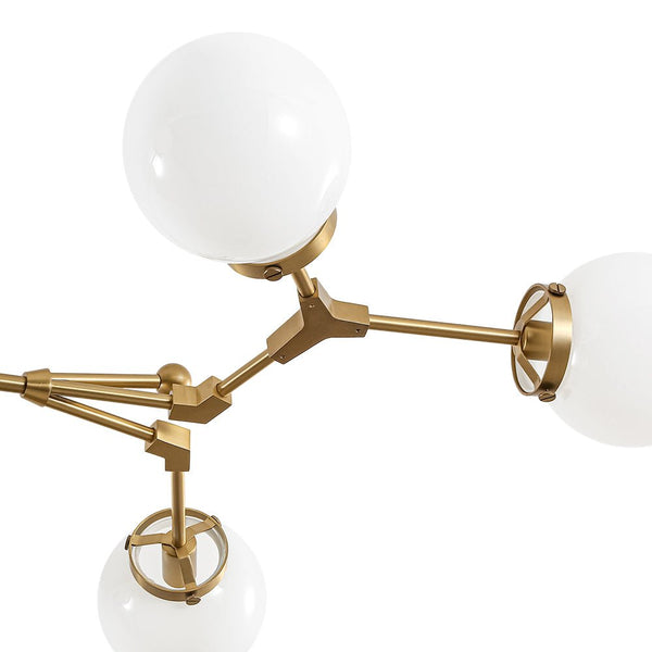 Chandelierias - Chic Modern 6 - Light Glossy Glass Linear Branch Chandelier - Chandeliers - Brush Bras - 