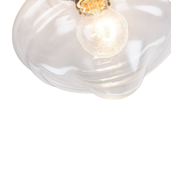 Chandelierias - Classic 1 - Light Sculptural Clear School Glass Flush Mount - Flush Mount - Matte Black - 