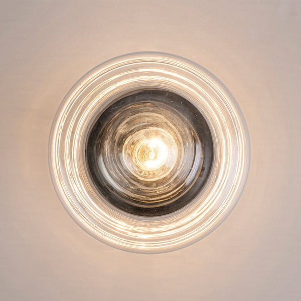Chandelierias - Classic 1 - Light Sculptural Clear School Glass Flush Mount - Flush Mount - Matte Black - 