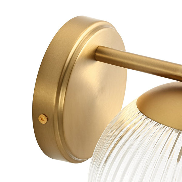 Chandelierias - Classic Glam 1 - Light Dew Ribbed Glass Single Wall Sconce - Wall Light - Brushed Brass - 