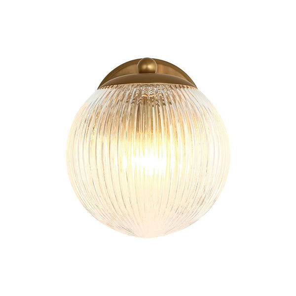 Chandelierias - Classic Glam 1 - Light Dew Ribbed Glass Single Wall Sconce - Wall Light - Brushed Brass - 