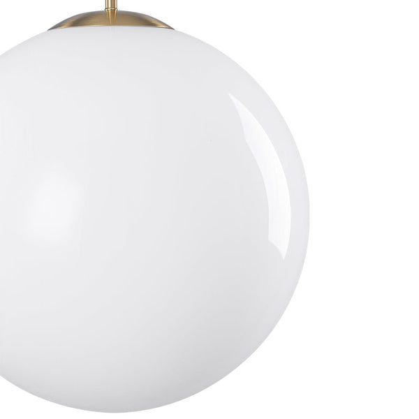 Chandelierias - Classic Glam 1 - Light Opal Glossy Glass Sphere Pendant - Pendants - Brass - Rod