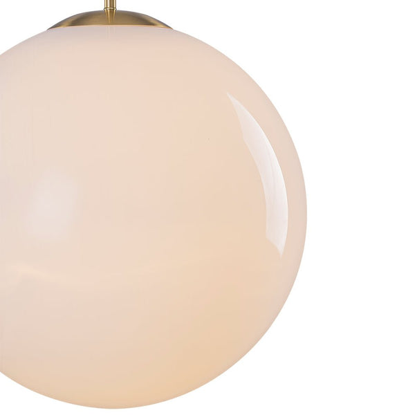 Chandelierias - Classic Glam 1 - Light Opal Glossy Glass Sphere Pendant - Pendants - Brass - Rod