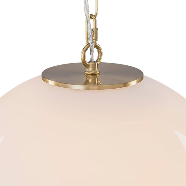 Chandelierias - Classic Glam 1 - Light Opal Glossy Glass Sphere Pendant - Pendants - Brass - Rod