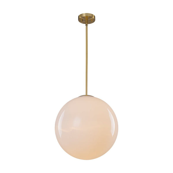 Chandelierias - Classic Glam 1 - Light Opal Glossy Glass Sphere Pendant - Pendants - Brass - Rod