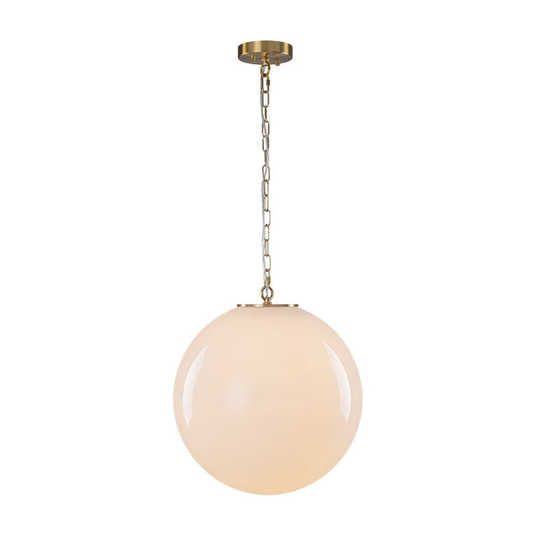Chandelierias - Classic Glam 1 - Light Opal Glossy Glass Sphere Pendant - Pendants - Brass - Rod