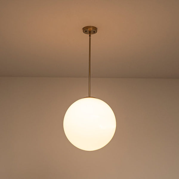 Chandelierias - Classic Glam 1 - Light Opal Glossy Glass Sphere Pendant - Pendants - Brass - Rod