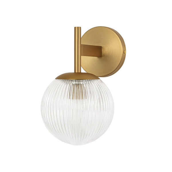 Chandelierias - Classic Glam 1 - Light Ribbed Glass Wall Sconce Vanity Light - Wall Light - Brass - 