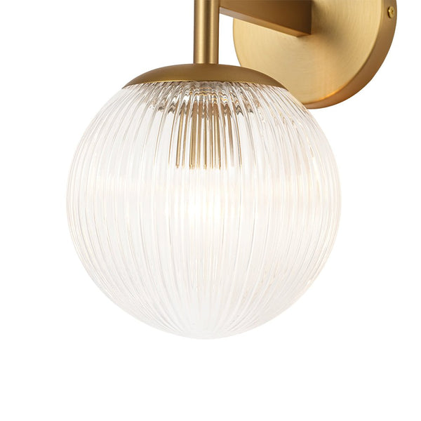 Chandelierias - Classic Glam 1 - Light Ribbed Glass Wall Sconce Vanity Light - Wall Light - Brass - 